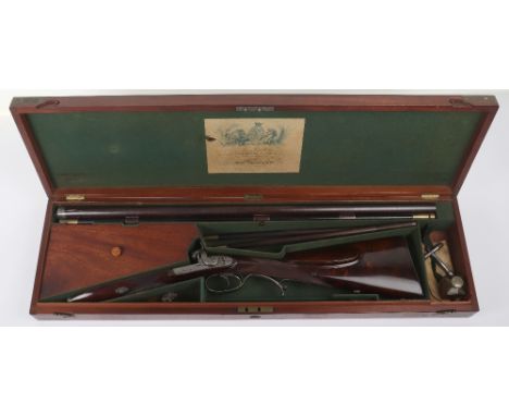 16-Bore Double Barrelled Percussion Sporting Rifle by James Purdey, No.2489, browned twist barrels engraved on the top rib  J