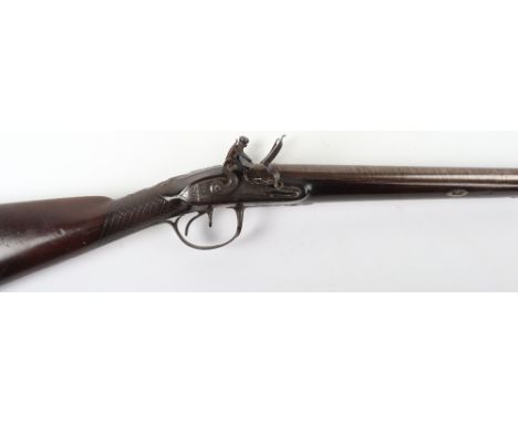 20-Bore Double Barrelled Flintlock Sporting Gun by D. Egg, late 18th Century, browned twist barrels signed D.EGG. LONDON in g