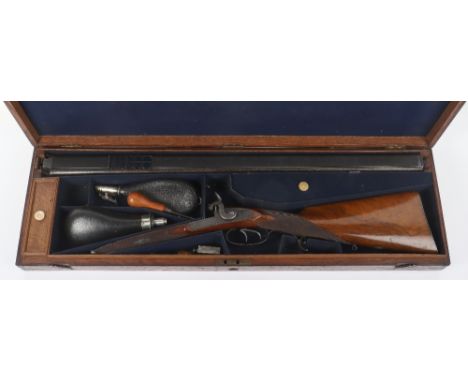 Good Double Barrelled Percussion Cape Rifle by Joseph Bourne No. 3187, Damascus twist etched and browned barrels comprising 3