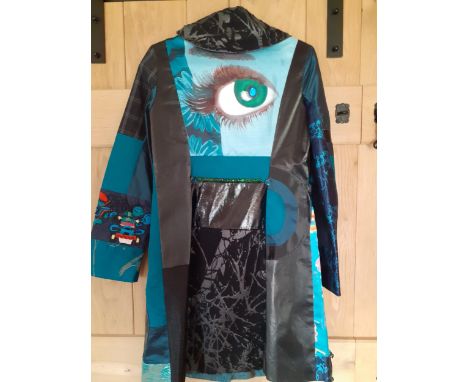 A quantity of mixed modern ladies clothing to include a Desigual patchwork effect coat with bejewelled buttons and an eye des