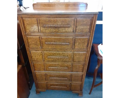 A mid 20th century oak chest of six drawers on bracket feet, 160cm h x 71cm w x 44cm d, with raised backLocation: STAIRS 