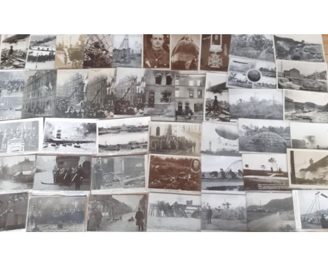 A quantity of disaster, well-known British events and military related postcards, 1906 and later to include the 1925 Dolgarro