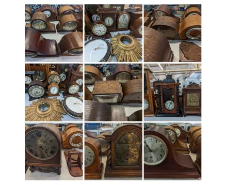 A large collection of Victorian and later mixed clocks A/F to include a slate mantel clock, Art Deco and other examples, wall
