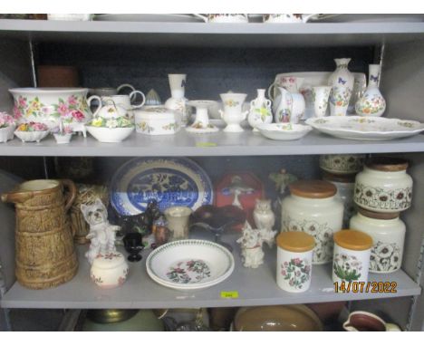 A selection of ceramics to include Hornsea Cornrose storage jars, Aynsley, Wedgwood and other ornaments, German retro pottery