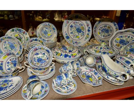 AN EIGHTY PIECE MASONS 'REGENCY' PATTERN PART DINNER SERVICE, comprising an oval twin handled tureen with cover, a circular t