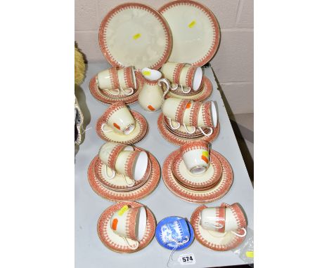 ROYAL WORCESTER PATTERN W2187 TEA WARES, comprising two sandwich plates (one cracked), ten tea plates (three crazed), one mil
