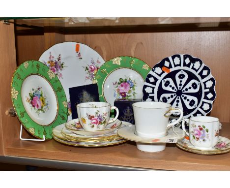 A GROUP OF ROYAL CROWN DERBY TEA AND DINNER WARES, comprising ten pieces of Derby Posies - a dinner plate, two dessert plates