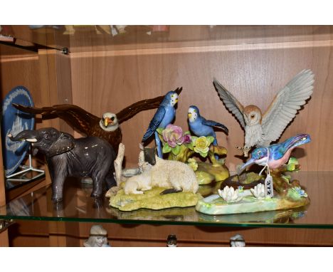 SIX ANIMAL AND BIRD FIGURES, comprising a Beswick 'Bald Eagle' model no. 1018 (one wing tip with a glued repair), Beswick Ele