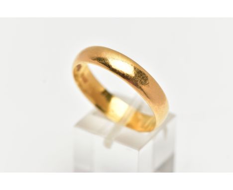 A LARGE 22CT GOLD BAND RING, a courted band ring, approximate width 5.5mm, hallmarked 22ct Birmingham 1955, ring size Z 1/2 c