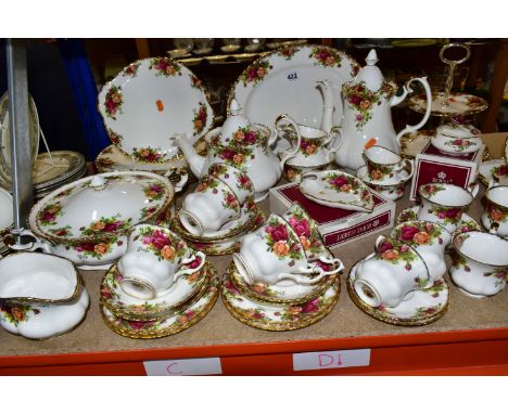 ROYAL ALBERT 'OLD COUNTRY ROSES' PART DINNER SERVICE, to include teapot, coffee pot, large and small milk and sugar bowls, si