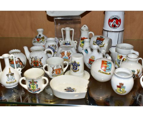 A COLLECTION OF CRESTED CHINA by Goss, Shelley, Keltic, Arcadian China, Carlton China and others, items include an Arcadian C