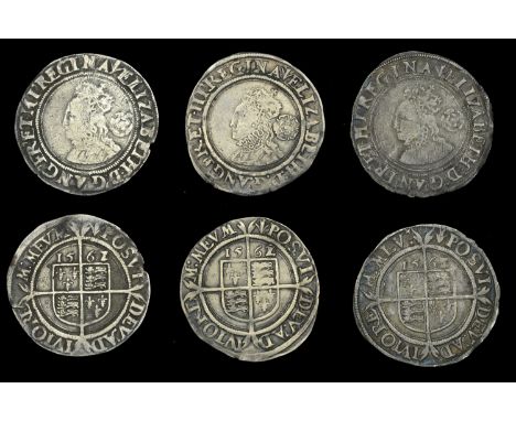 Elizabeth I (1558-1603), Third issue, Sixpences (3), all 1562/1, mm. pheon, bust 1F, normal flan, plain rose, reads elizabeth