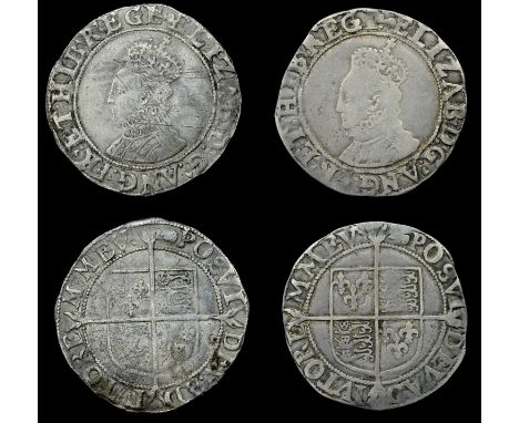 Elizabeth I (1558-1603), Sixth issue, Shillings (2), both mm. key (over woolpack on rev.), bust 6B, reads elizab d g ang fr e