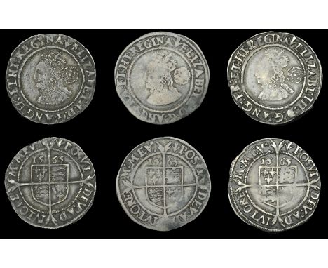 Elizabeth I (1558-1603), Third issue, Sixpences (3), all 1565, mm. pheon, bust 1F, normal flan, Tudor rose, reads elizabeth d