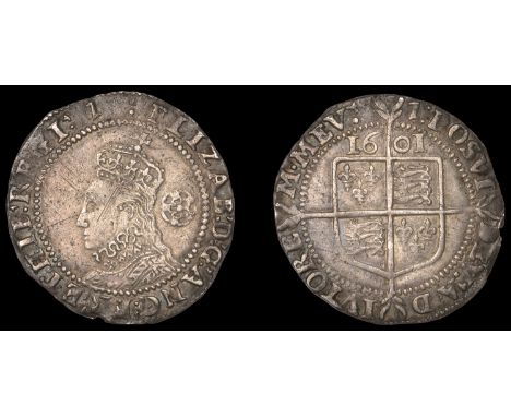 Elizabeth I (1558-1603), Seventh issue, Sixpence, 1601, mm. 1, bust 6C, reads elizab d g ang fr et hib regi, 2.97g/2h (BCW 1-