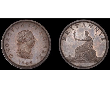 George III (1760-1820), Pre-1816 issues, Restrike Proof Halfpenny, 1806, in bronzed-copper, edge plain, 10.43g/6h (BMC 1379 [