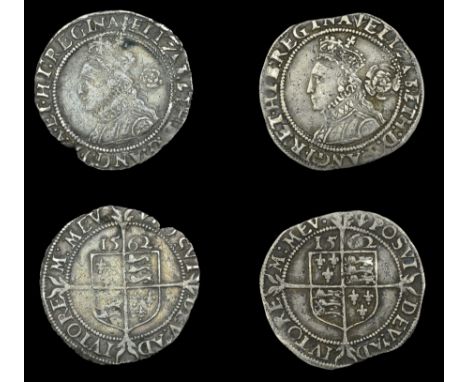 Elizabeth I (1558-1603), Third issue, Threepences (2), both 1562, mm. pheon, bust 3F, medium flan, small rose, reads elizabet