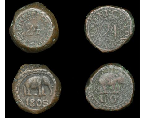 Ceylon, George III, Twenty-Fourth-Rixdollar, 1803, elephant facing right, 18.43g/2h (Prid. 50; KM. 70); together with a conte