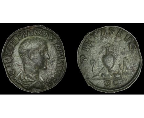 Roman Imperial Coinage, Maximus (as Cæsar), Sestertius, Rome, 235-6, laureate and draped bust right, rev. priestly implements