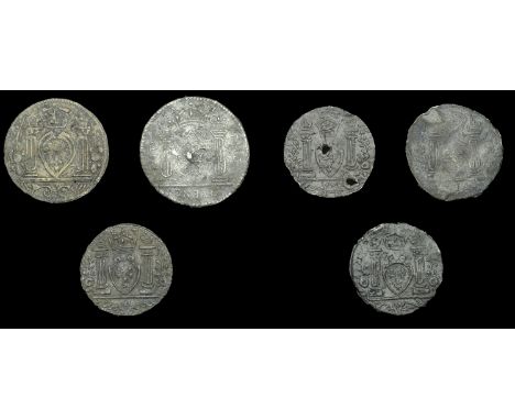 Elizabeth I (1558-1603), Miscellaneous, Jetons and counters: Lyon issues, large size (2), similar, revs. crowned rose flanked