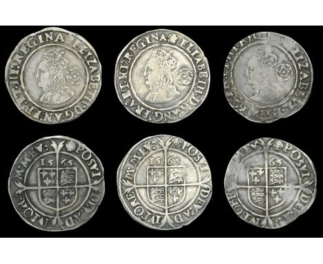 Elizabeth I (1558-1603), Third issue, Sixpences (3), all 1565, mm. rose (over pheon on rev.) (2), bust 1F, normal flan, Tudor