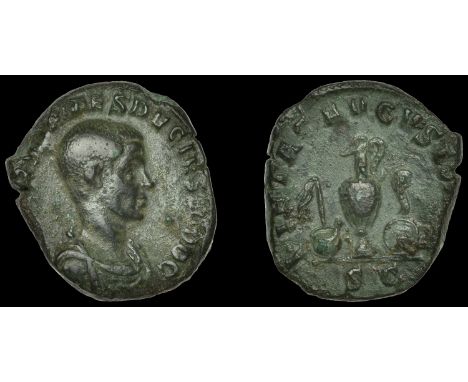 Roman Imperial Coinage, Herennius Etruscus, Sestertius, Rome, 250-1, draped and cuirassed bust right, rev. pietas avgvstorvm,