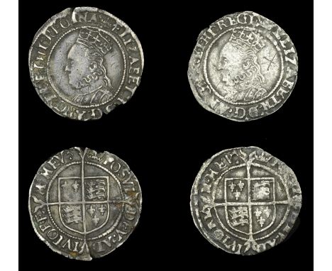 Elizabeth I (1558-1603), Third issue, Halfgroats (2), both mm. coronet, bust 4D, reads elizabeth d g ang fr et hi regina, 0.9