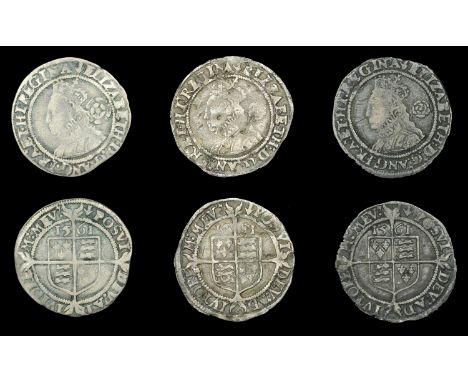 Elizabeth I (1558-1603), Third issue, Threepences (3), all 1561, mm. pheon, bust 3F, medium flan, small rose, small shield (2