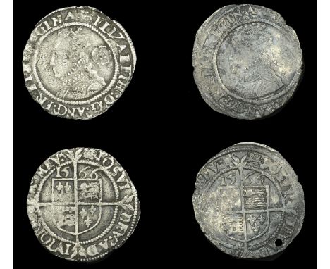 Elizabeth I (1558-1603), Third issue, Threepences (2), both 1566, mm. lion over portcullis, bust 3F, reads elizabeth d g ang 