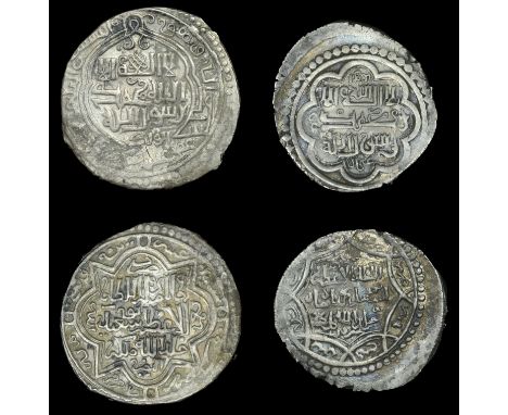 Ilkhanid, Abu Sa‘id, 6 Dirhams (2), type C, Jajerm 721h, 10.20g/3h (A 2199; ICV 2129), type G, Sabzavar 733h, 9.54g/4h (A 221