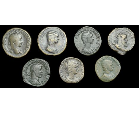 Roman Imperial Coinage, Julia Domna, Sestertius, 211-17, rev. Empress seated left, holding branch and sceptre, 25.02g (RIC Ca