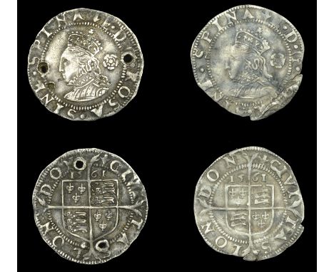 Elizabeth I (1558-1603), Third issue, Threehalfpence (2), both 1561, mm. pheon, bust 3G, large flan, large inner circles, sma