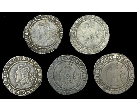 Elizabeth I (1558-1603), Sixth issue, Sixpences (5), all 1583, mm. A over bell, 2.99g/4h (BCW A-1:A-b), mm. A (over bell on r