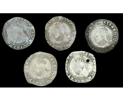 Elizabeth I (1558-1603), Sixth issue, Sixpences (5), 1598, mm. anchor, 2.73g/5h (BCW AN-2:AN-c), 1599/6, mm. anchor (over key