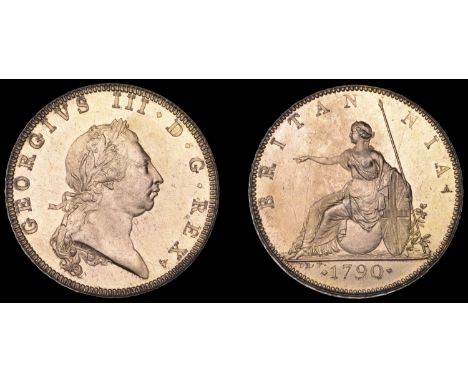 George III (1760-1820), Pre-1816 issues, Pattern Halfpenny, 1790 (early Soho), by J.-P. Droz, in brown-gilt copper, laureate 