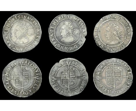 Elizabeth I (1558-1603), Third issue, Sixpences (3), all 1564/2, mm. pheon, bust 1F, normal flan, Tudor rose, reads elizabeth