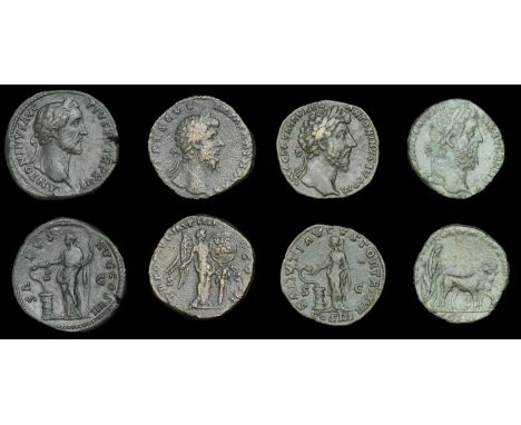 Roman Imperial Coinage, Antoninus Pius, Sestertius, 152-3, rev. Salus standing left, feeding snake from patera, 24.73g (RIC 9