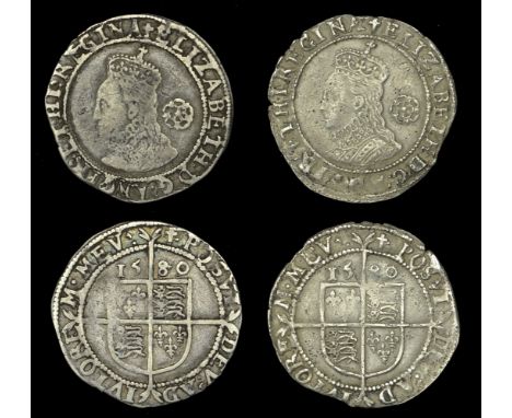 Elizabeth I (1558-1603), Fifth issue, Sixpences (2), both 1580/79, mm. Latin cross over Greek cross, 3.11g/9h, mm. Latin cros