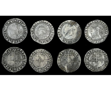 Elizabeth I (1558-1603), Fourth issue, Sixpences (4), 1574, 2.68g/5h, 1575/4, 2.91g/10h, 1575, 3.00g/5h, 1576, 2.99g/7h, all 