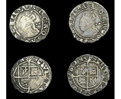 Elizabeth I (1558-1603), Sixth issue, Halfgroats (2), mm. anchor (over key on obv.[?]), 0.91g/12h; mm. anchor, 1.11g/2h, both