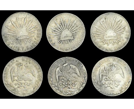 Mexico, Republic, 8 Réales (3), 1874mh, 1884mh Mexico City, 1892js Guadalajara (KM. 377.6, 377.10) [3]. First about very fine