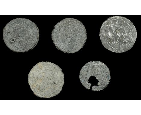 Elizabeth I (1558-1603), Miscellaneous, Jetons and counters: Francophile issues (5), crowned shield, revs. crowned lion rampa