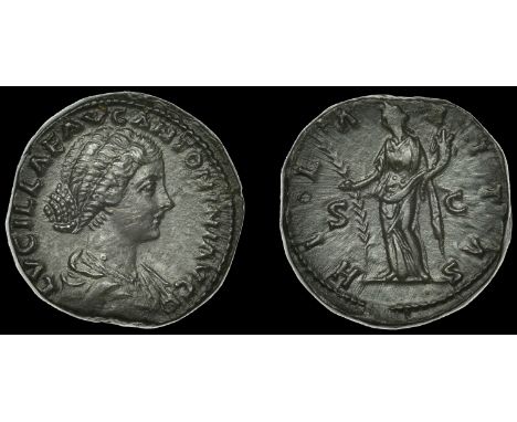 Roman Imperial Coinage, Lucilla, Sestertius, Rome, 164-9, draped bust right, hair tied up in low bun, rev. Hilaritas standing