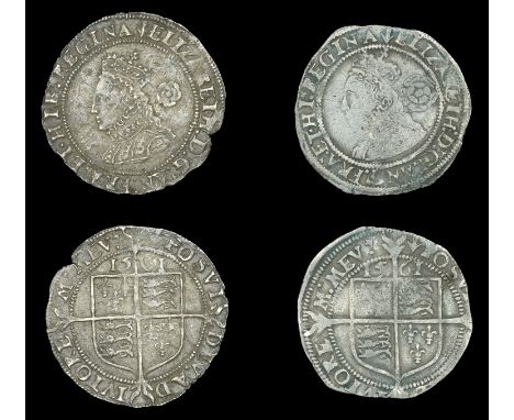 Elizabeth I (1558-1603), Third issue, Threepences (2), both 1561, mm. pheon, bust 3F, large flan, small rose, large shield, r