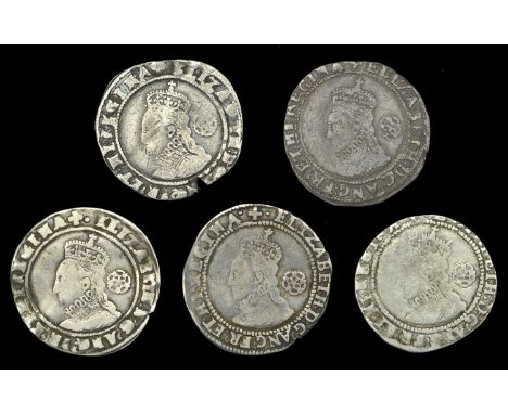 Elizabeth I (1558-1603), Fifth issue, Sixpences (5), 1578/6 [?] (2), mm. Greek cross, 2.83g/8h, 2.61g/1h (BCW CR-2:CR-c), 157