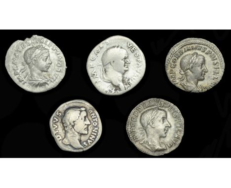 Roman Imperial Coinage, Vespasian, Denarius, Rome, 73, rev. Salus seated left, holding patera, 3.08g (RIC 513); Divus Antonin