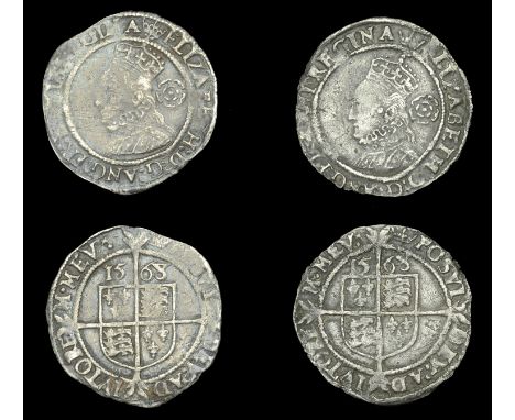 Elizabeth I (1558-1603), Third issue, Threepences (2), both 1568, mm. coronet, bust 4D, reads elizabeth d g ang fr et hib reg