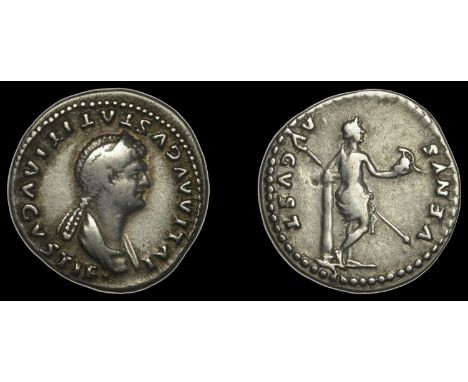 Roman Imperial Coinage, Julia Titi, Denarius, Rome, c. 80-1, diademed and draped bust right, rev. Venus standing right, leani