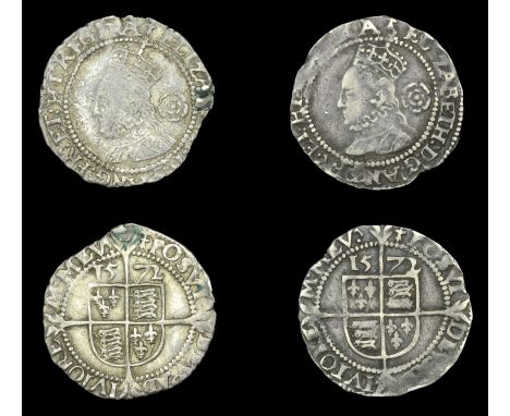 Elizabeth I (1558-1603), Fourth issue, Threepences (2), both 1572, mm. ermine, bust 4D, read elizabeth d g ang fr et hi regin