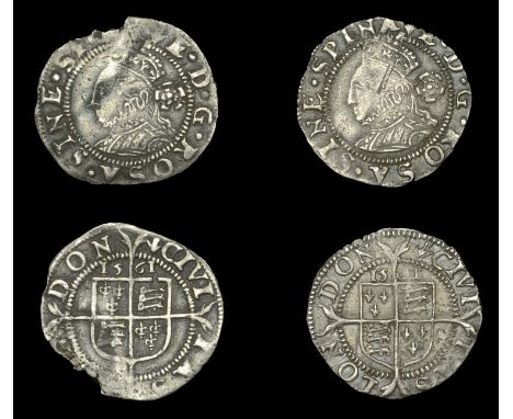 Elizabeth I (1558-1603), Third issue, Threehalfpence (2), both 1561, mm. pheon, bust 3G, medium flan, medium inner circles, l